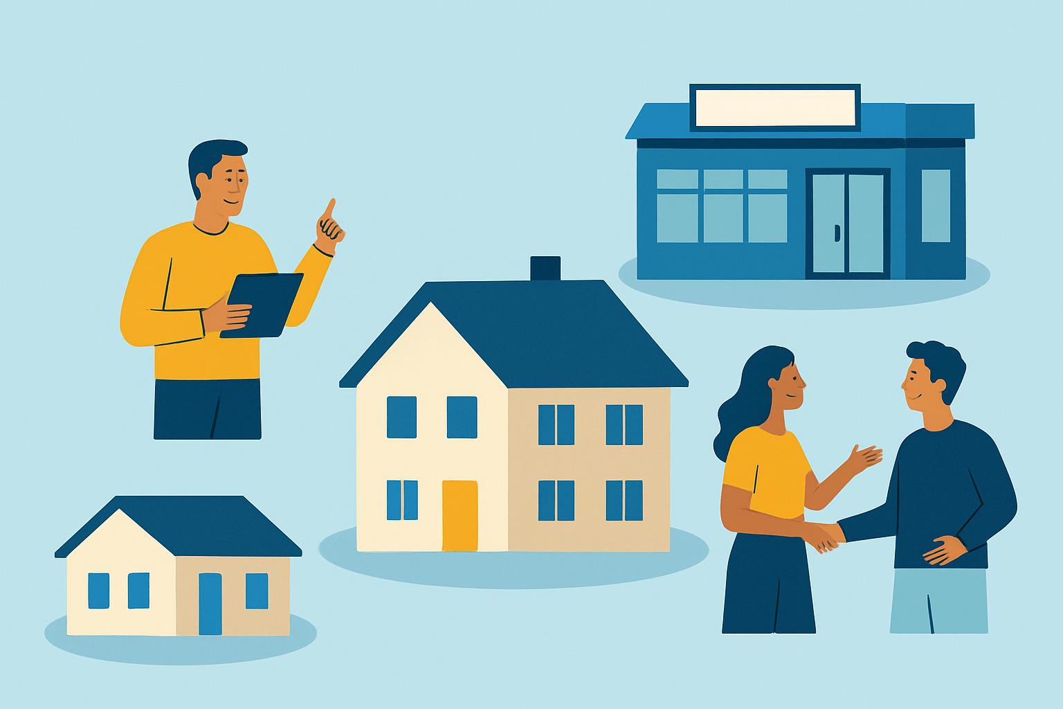 Illustration des différentes options de gestion locative : gestion directe, agence, location meublée