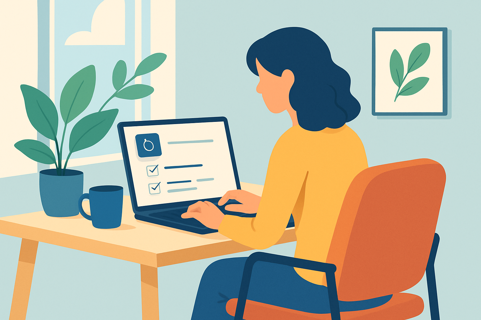 Un espace de travail à domicile simple et fonctionnel pour travailler depuis chez soi sur internet