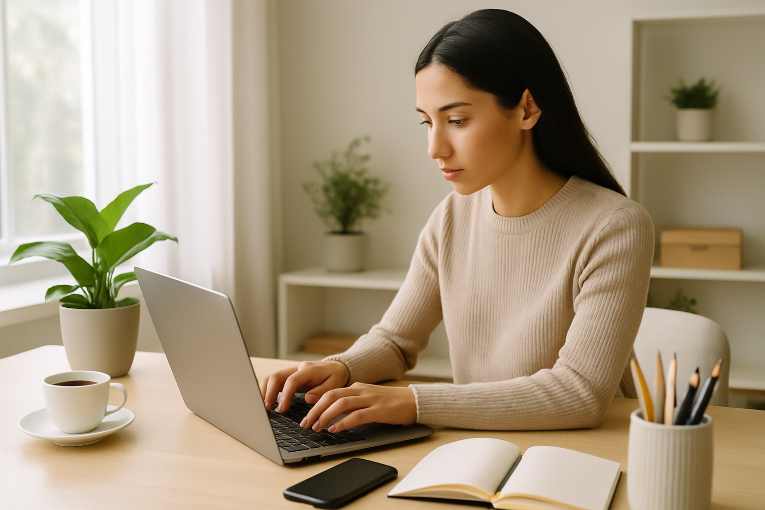 Espace de travail serein et organisé favorisant la concentration à domicile