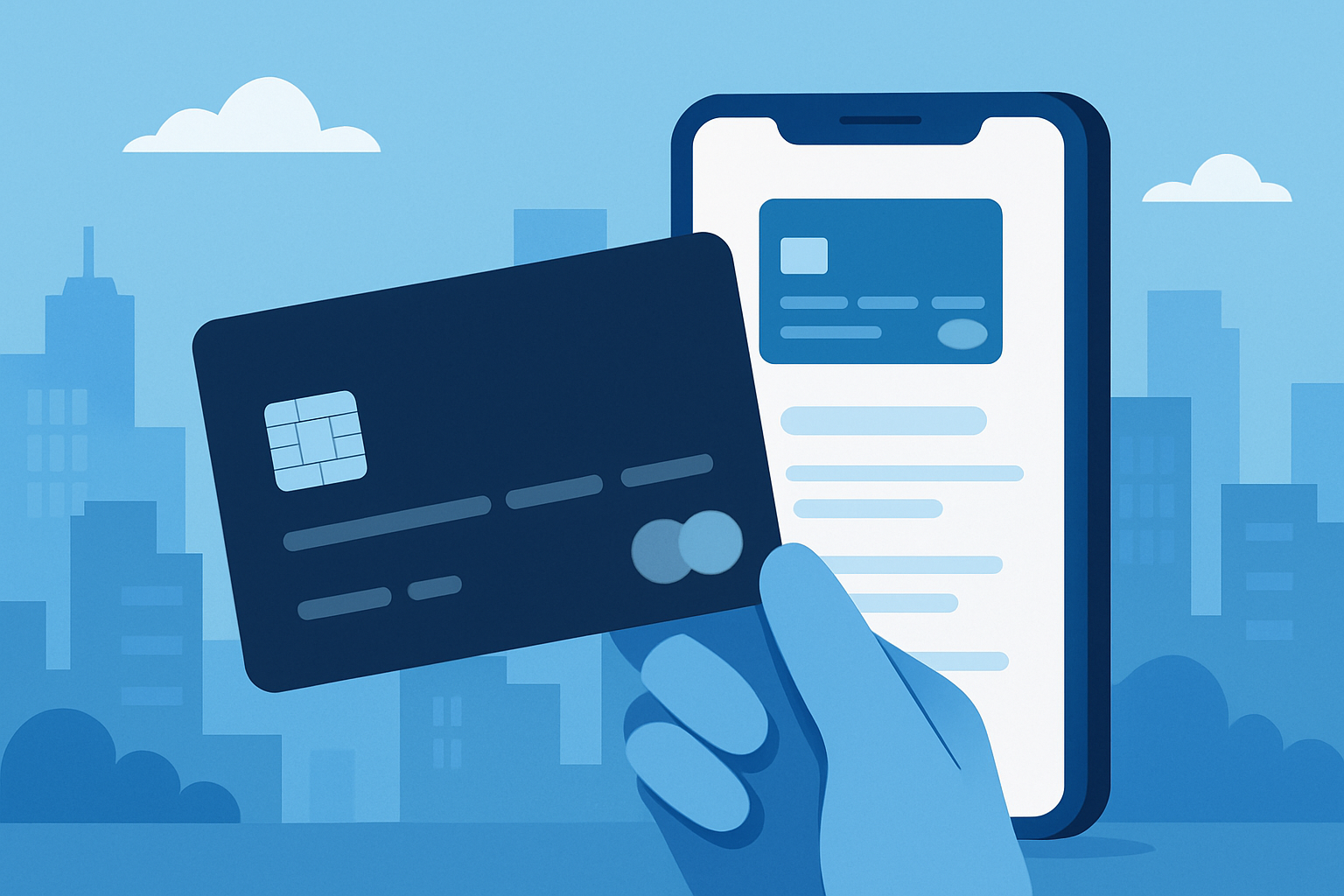 Carte bancaire sans frais avec gestion via application mobile, illustrant la simplicité et la modernité