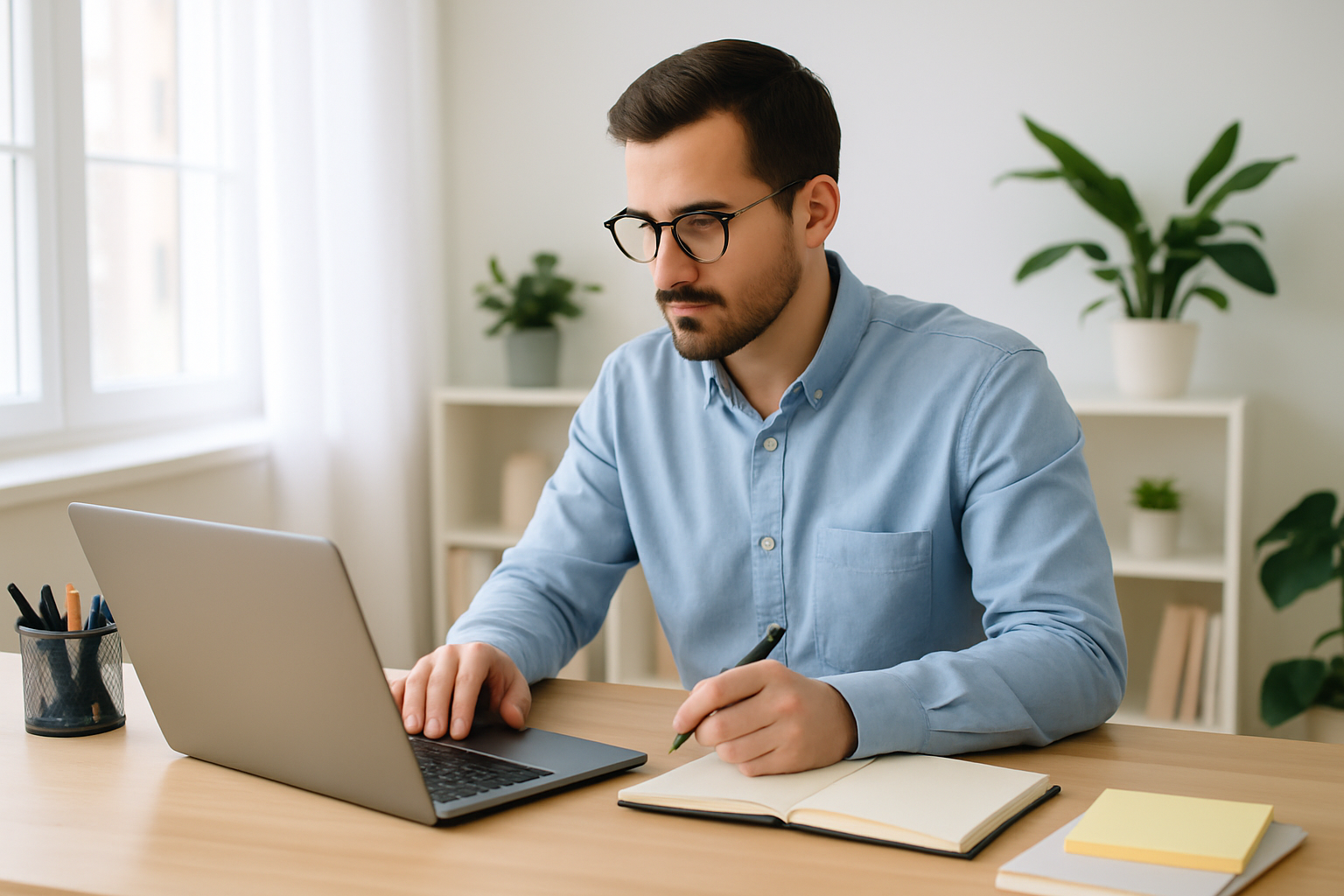 Espace de travail organisé à domicile illustrant la discipline et la concentration