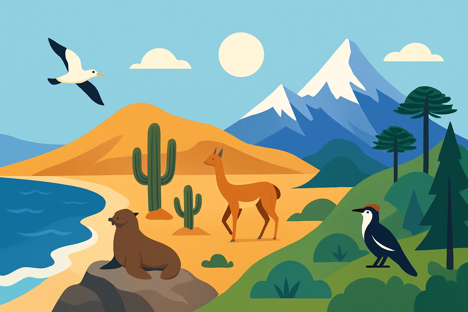 Les animaux du Chili selon leurs habitats variés