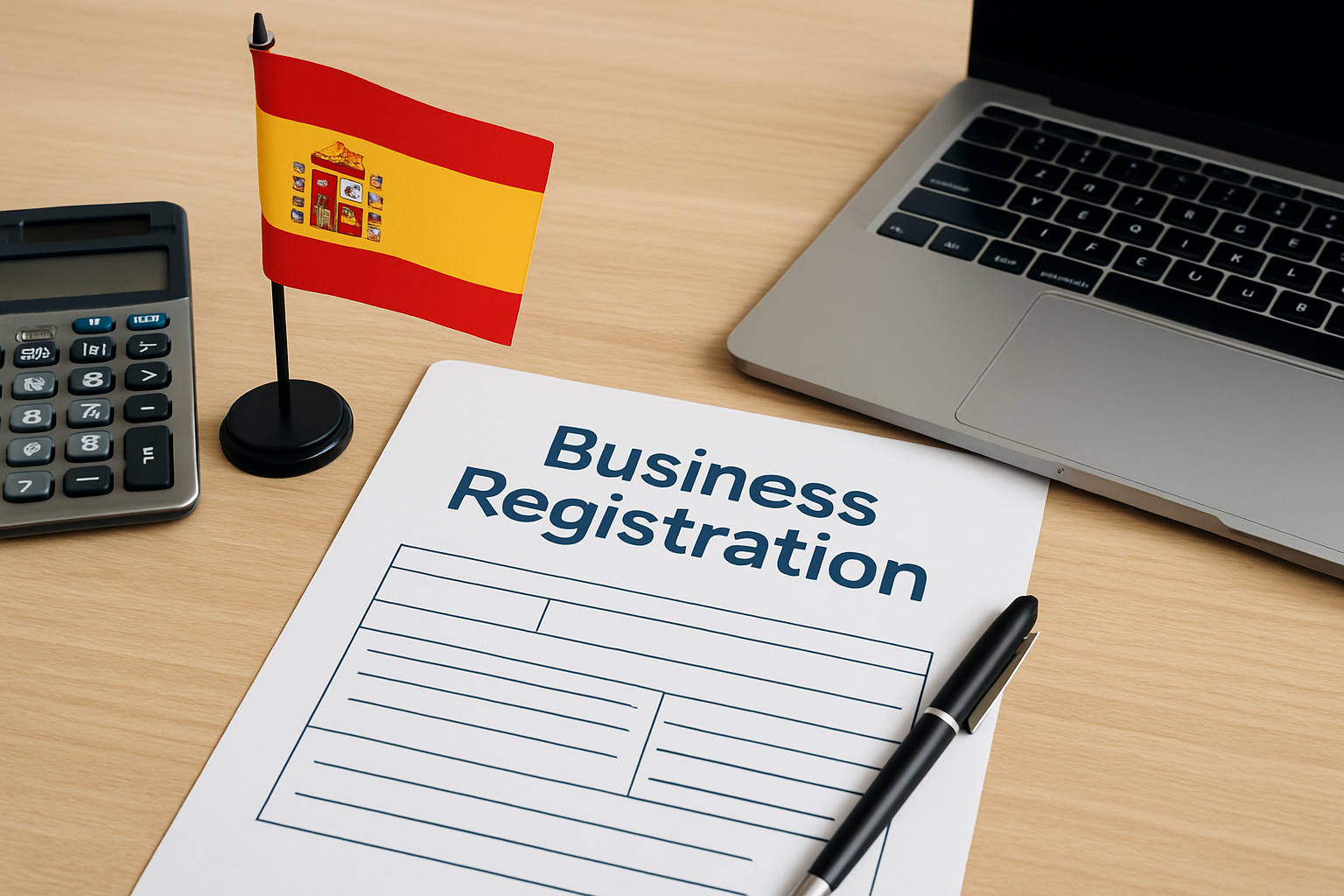 Documents administratifs pour la création d'une entreprise en Espagne avec des éléments officiels et dossier légal.
