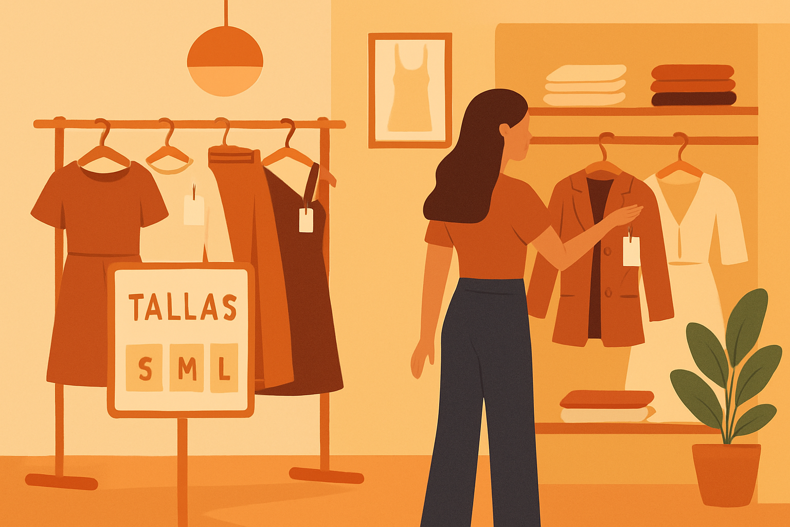 Une boutique espagnole proposant des vêtements pour femmes avec une mise en avant claire des tailles et options variées.