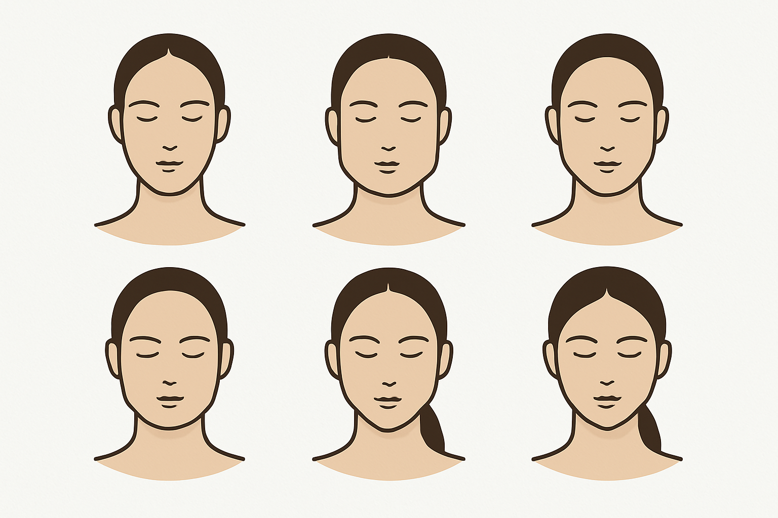 Illustration des principales formes de visage pour mieux comprendre sa morphologie.
