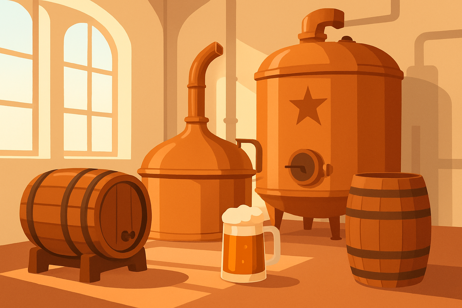 Installation de production traditionnelle de la bière Estrella montrant ses méthodes de brassage authentiques
